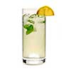 Glass of sparkling lemonade with mint and ice
