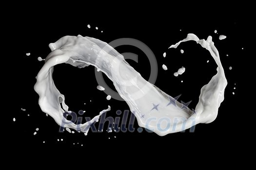 infinity symbol of milk splash isolated on black infinity symbol of milk splash isolated on black