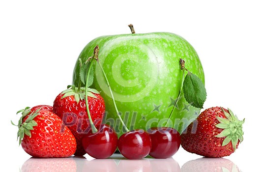 Summer fresh fruits isolated on white Summer fresh fruits isolated on white