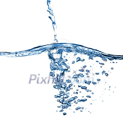 water splash with bubbles isolated on white water splash with bubbles isolated on white