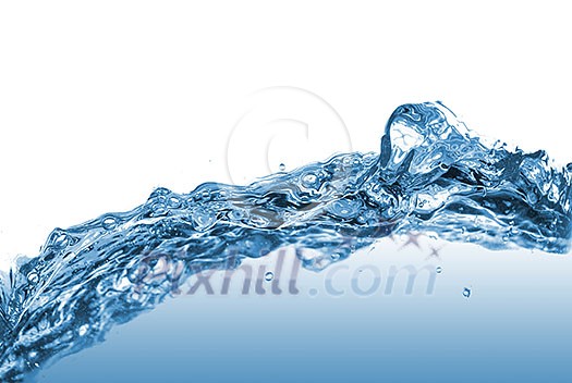 water splash with bubbles isolated on white