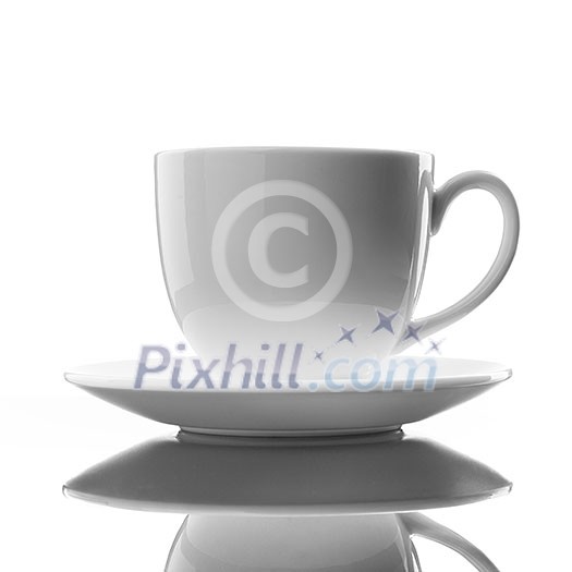 white cup and saucer on white