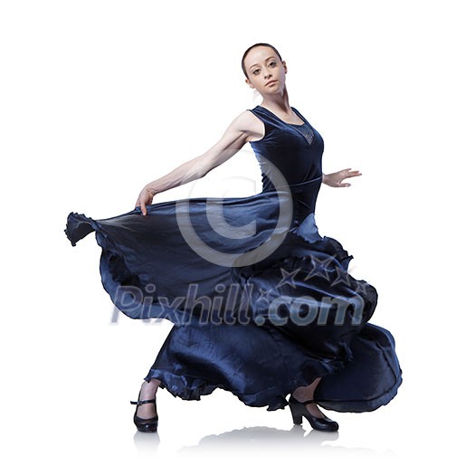 young woman dancing flamenco isolated on white young woman dancing flamenco isolated on white