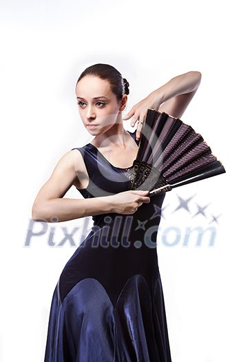 young woman dancing flamenco isolated on white young woman dancing flamenco isolated on white