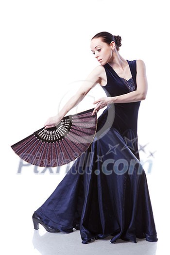 young woman dancing flamenco isolated on white young woman dancing flamenco isolated on white