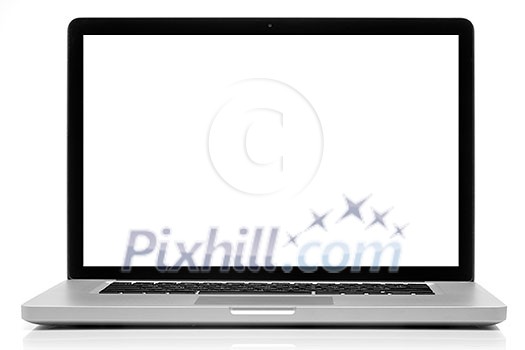 Laptop with blank screen isolated on white Laptop with blank screen isolated on white