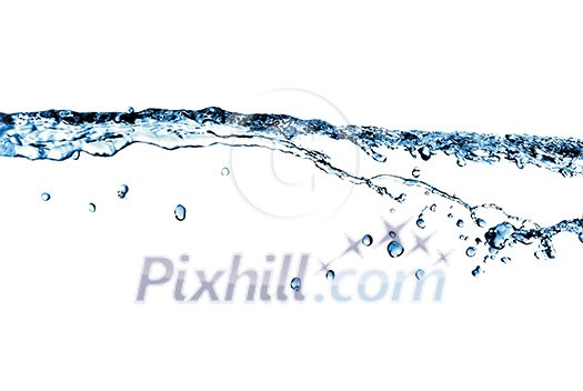 water splash with bubbles isolated on white