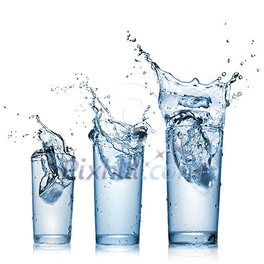 water splash in glasses isolated on white water splash in glasses isolated on white
