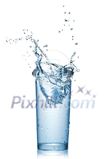 water splash in glass isolated on white water splash in glass isolated on white