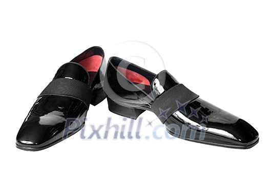 black male leather shoes isolated on white