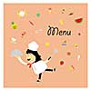 Chef holding a tray of food vector cartoon  