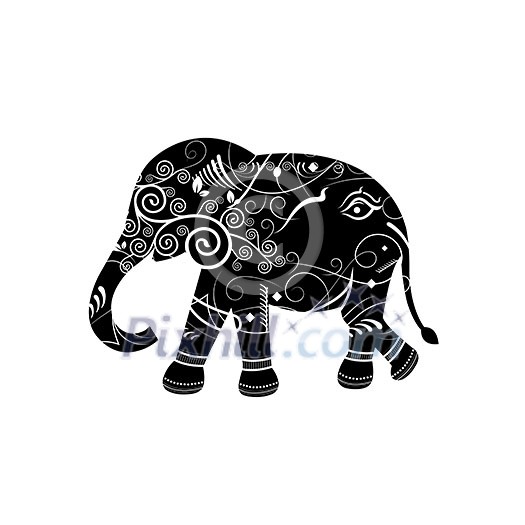 vintage elephant vector cartoon style 