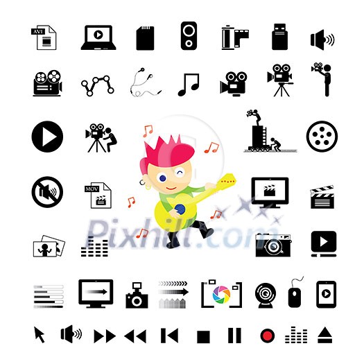 musician vector cartoon and icon set  
