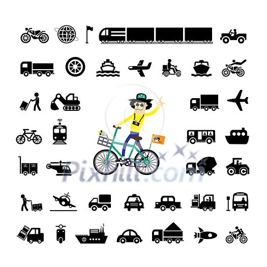 biker man cartoon and icon for transport 