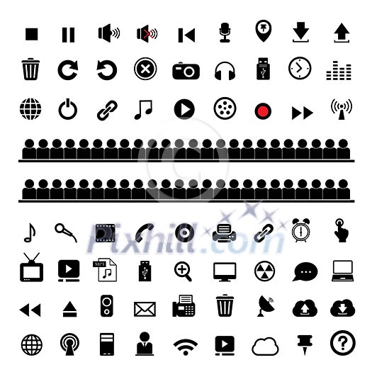 music button icon set for media 