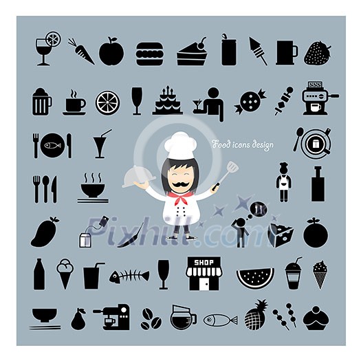 Chef holding a tray of food vector cartoon Chef holding a tray of food vector cartoon