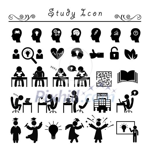 basic vector successful study icon set