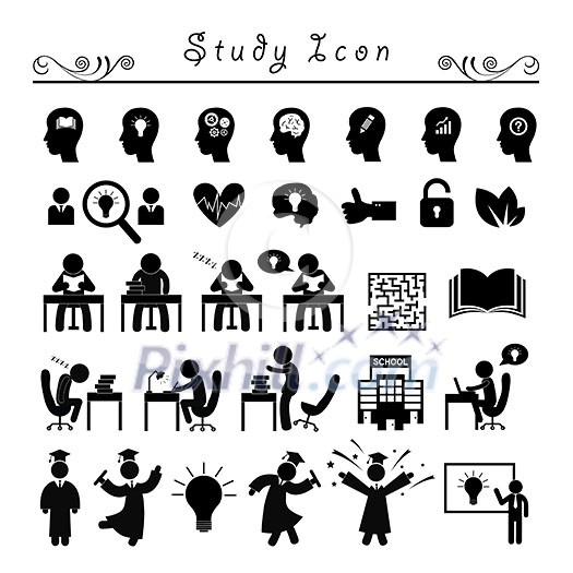 basic vector successful study icon set basic vector successful study icon set