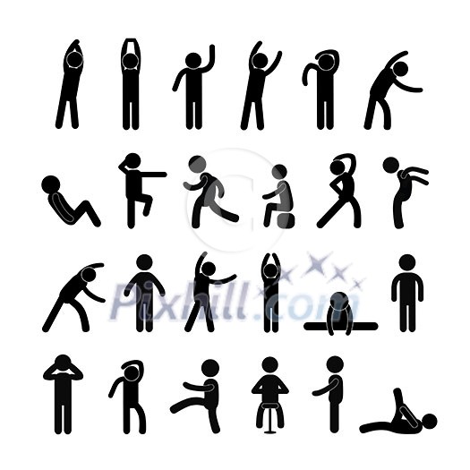action people symbol set on white background action people symbol set on white background