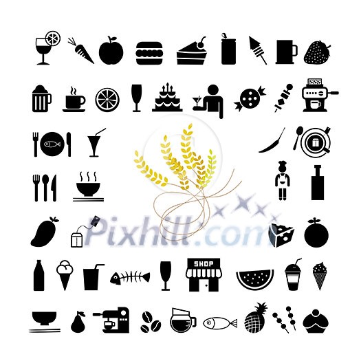 vector wheat and any food icon set vector wheat and any food icon set