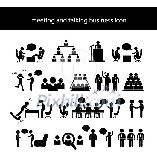 vector cartoon meeting and talking symbol  