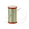 Spool of thread with needle for sewing on white background