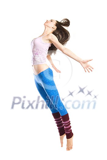 jumping young dancer isolated on white background jumping young dancer isolated on white background