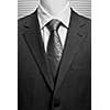 business dark grey suite with white shirt and tie