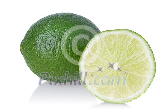 Green lime isolated on white Green lime isolated on white