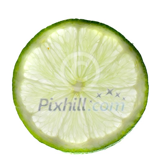 Green lime with slice isolated on white Green lime with slice isolated on white
