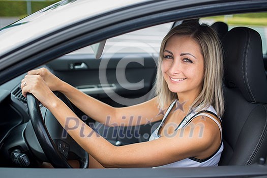 woman driving a car