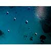 Aerial view of boats in a splendid cove in Corsica