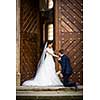 Portrait of a young wedding couple on their wedding day