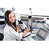 Portrait of a female chemistry student carrying out research in a chemistry lab (color toned image; shallow DOF)