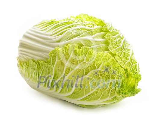 Whole green chinese cabbage head isolated on white