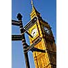 Big Ben clock tower with signpost in London