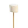 Isolated closeup of marshmallow on a wooden skewer