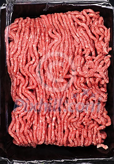 Close up on package of lean red raw ground meat