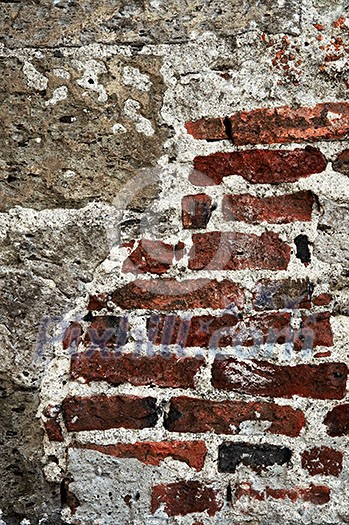 Old red brick and cement grunge wall background Old red brick and cement grunge wall background