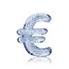 Stylish euro currency sign made of ice, on a white background
