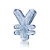 Stylis yen currency symbol made of ice, on white background