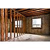 Interior of a house under gut renovation at construction site