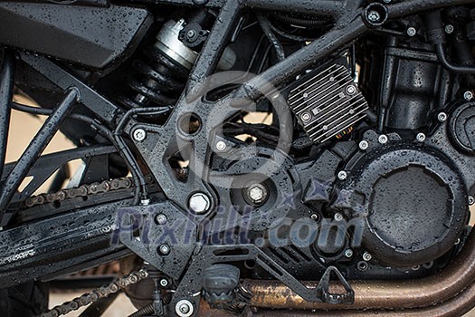 Motorbike Engine - Modern powerful performance road motorbike engine(motor unit - clean and shiny Motorbike Engine - Modern powerful performance road motorbike engine(motor unit - clean and shiny