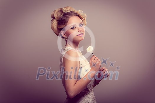 Gorgeous bride on her wedding day (color toned image; shallow DOF) Gorgeous bride on her wedding day (color toned image; shallow DOF)