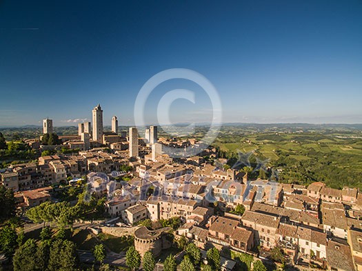 In the very heart of Tuscany - Aerial view of the medieval town of Montepulciano, Italy In the very heart of Tuscany - Aerial view of the medieval town of Montepulciano, Italy