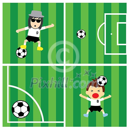 vector soccer field and soccer ball 