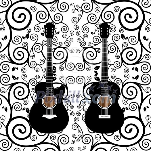 vector acoustic and electric guitar on graphic design vector acoustic and electric guitar on graphic design