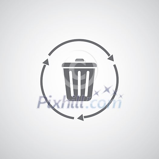 bin symbol on gray background 