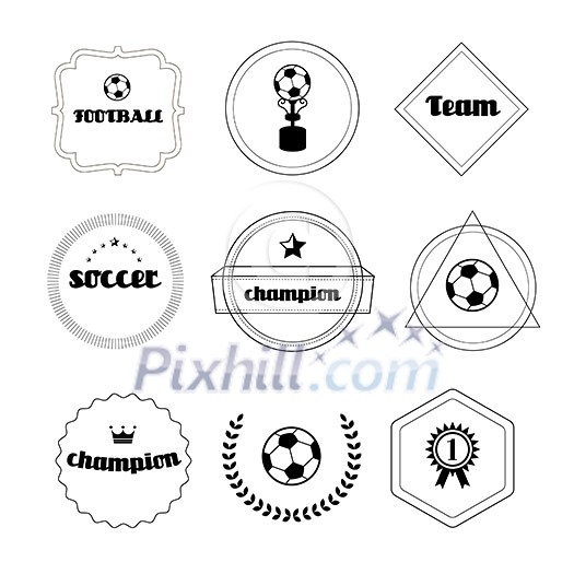  labels set of retro football champion 
