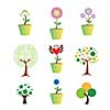 vector flower and tree symbol on white background 